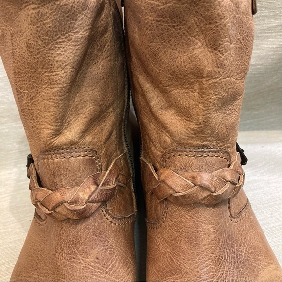 PAUL GREEN Sz 8.5 Distressed  Braided Buckle Zipper Closure Leather Boots - Picture 3 of 14